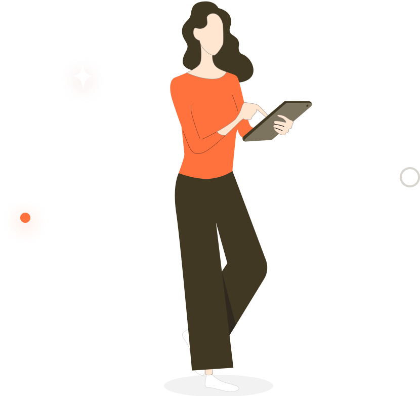 Woman with tablet icon