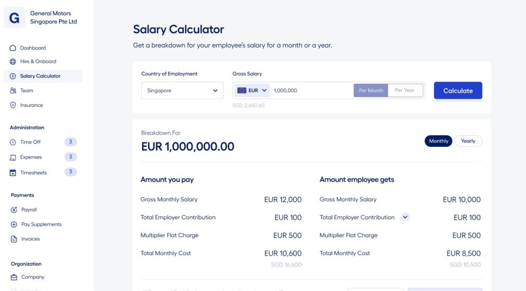 Salary calculator Multiplier
