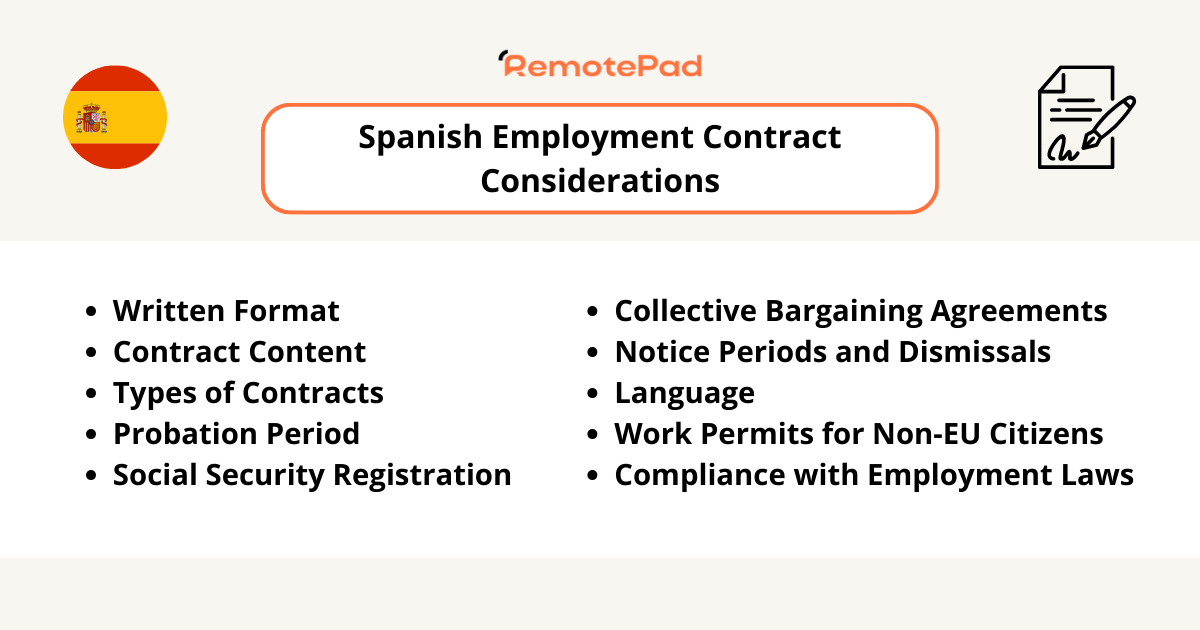 hire employees in spain employment contract considerations