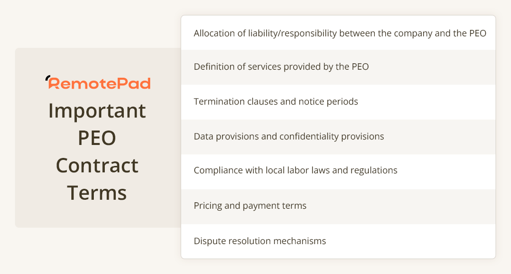 Global PEO important contract terms